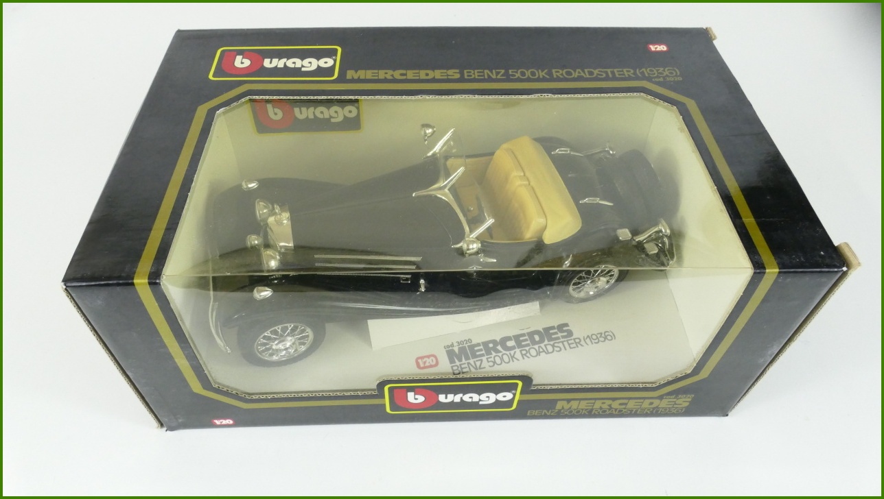 Kovový Model Bburago 1:18 - Mercedes Benz 500K Roadster (1936) s Krabicí