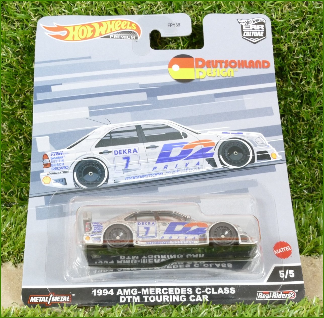 Angličák Model Autíčka Hot Wheels 1994 AMG-Mercedes C-Class DTM Touring Car (REAL RIDERS)