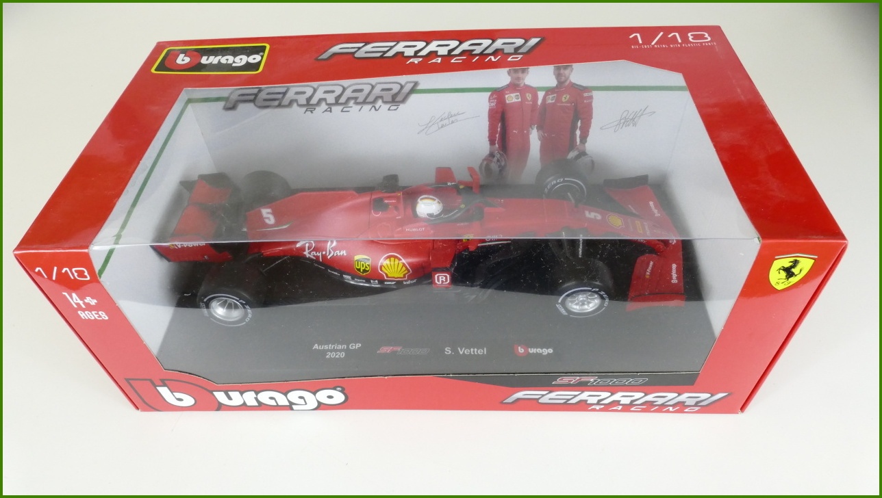 Model Formule Bburago 1:18 - F1 SF1000 - Sebastian Vettel (Austrian GP 2020) s Krabicí