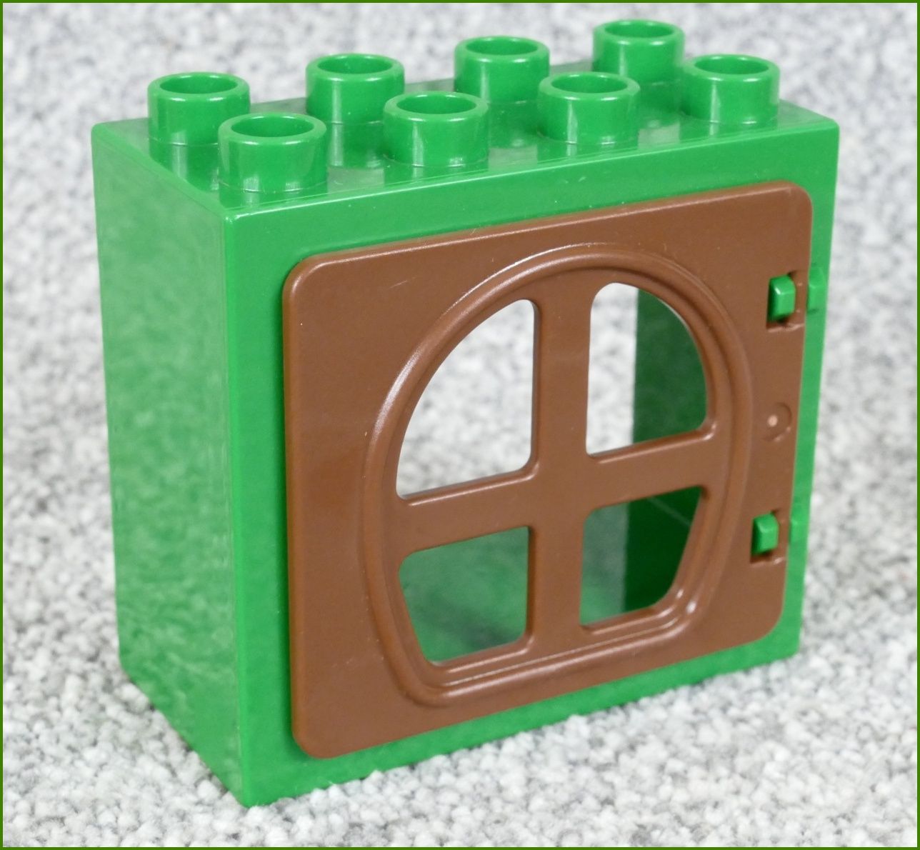 Lego® Duplo® Kostka s Oknem Zelená - Hnědá Okenice - Zaoblená Okna