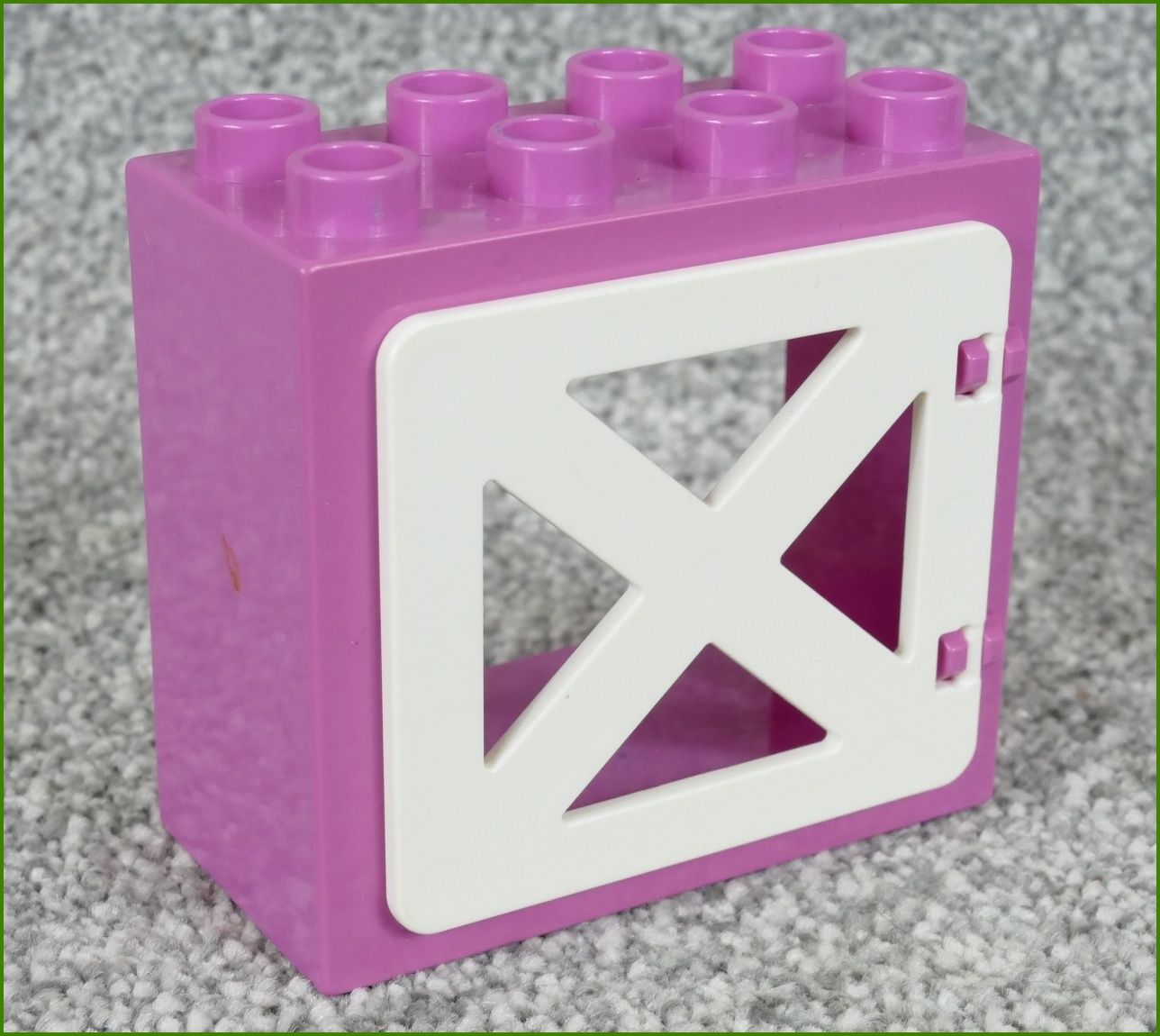 Lego® Duplo® Kostka s Oknem Růžová - Křížové Bílé Okno