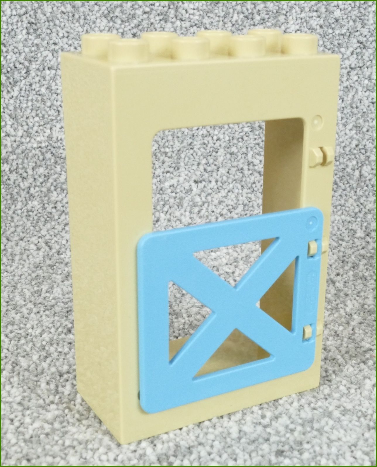Lego® Duplo® Kostka s Dveřmi Světle Béžová - Tyrkysová Křížová Dvířka