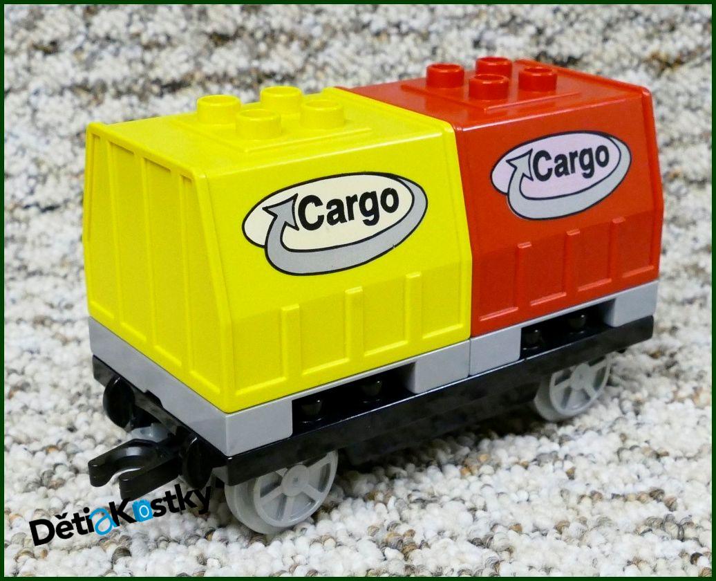 Lego® Duplo® Vagon - Kontejnery Cargo Palety - Žlutý/Červený