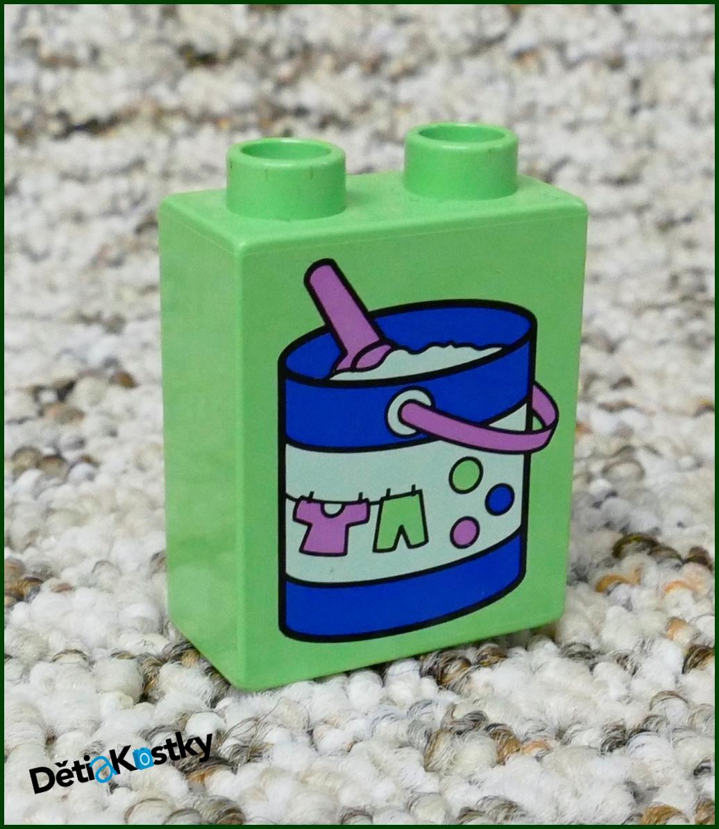 Lego® Duplo® Kostka 1x2x2 Světlounce Zelená - Kbelík s Barvou