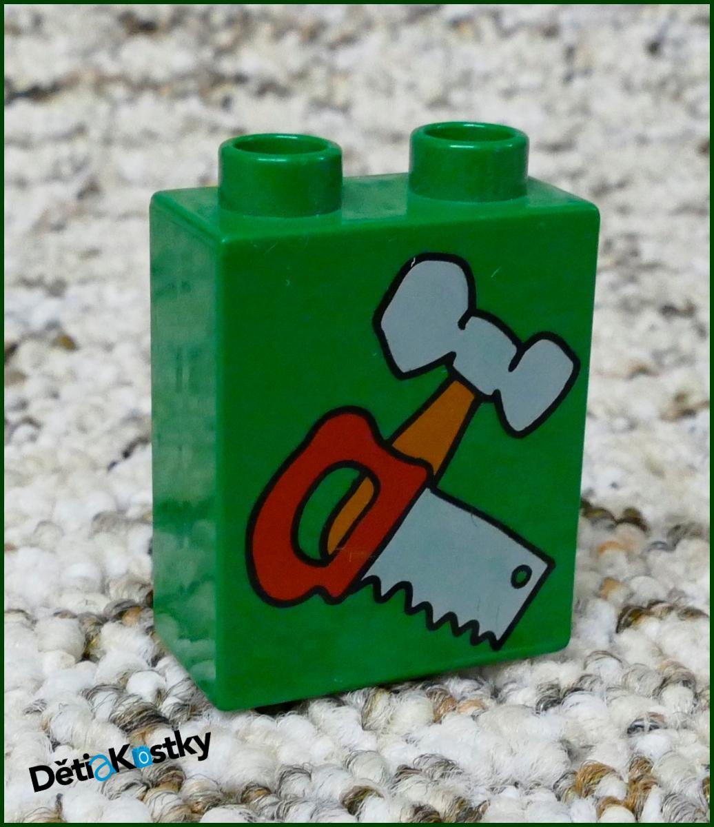 Lego® Duplo® Kostka 1x2x2 Tm. Zelená - Kladivo a Pila