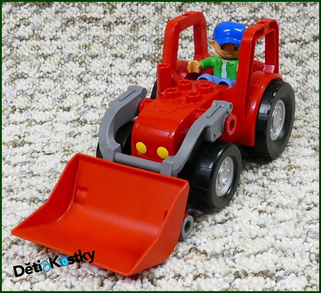 Lego® Duplo® Traktor s Radlicí a Figurkou Červený