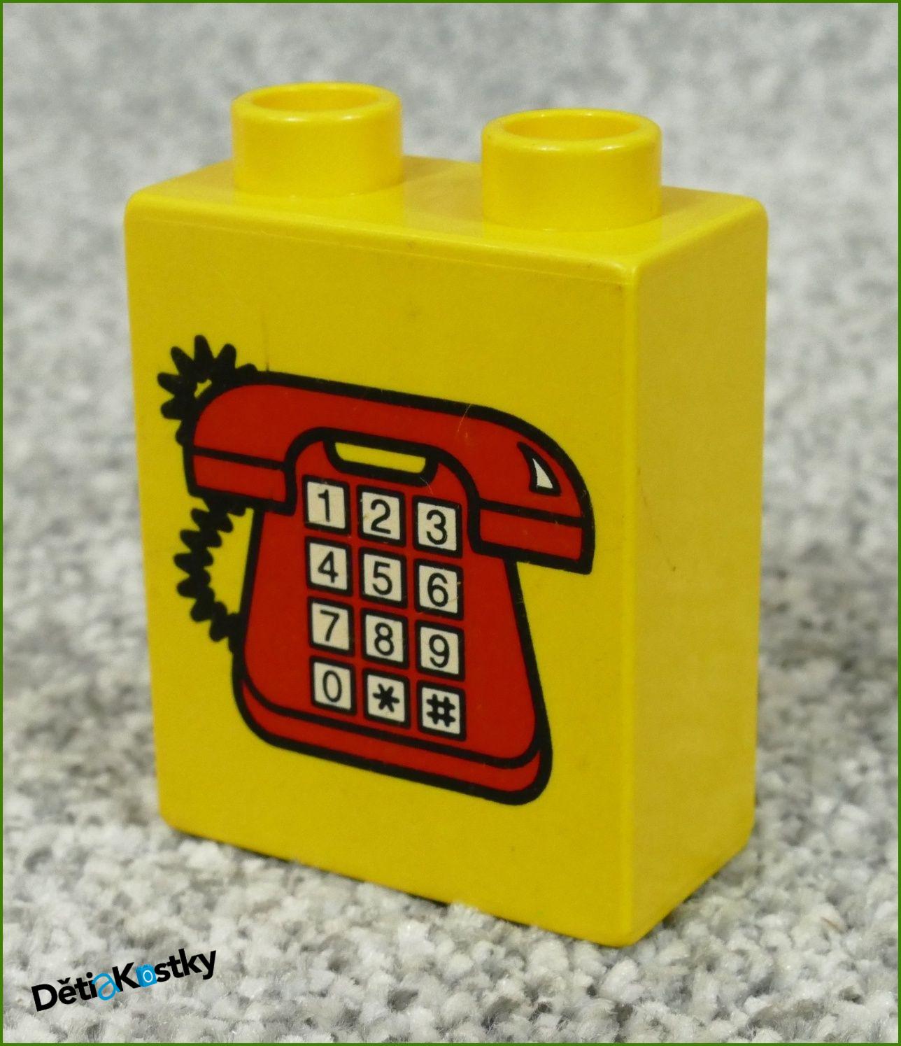 Lego® Duplo® Kostka 1x2x2 Žlutá - Telefon (Bílé Tlačítka)