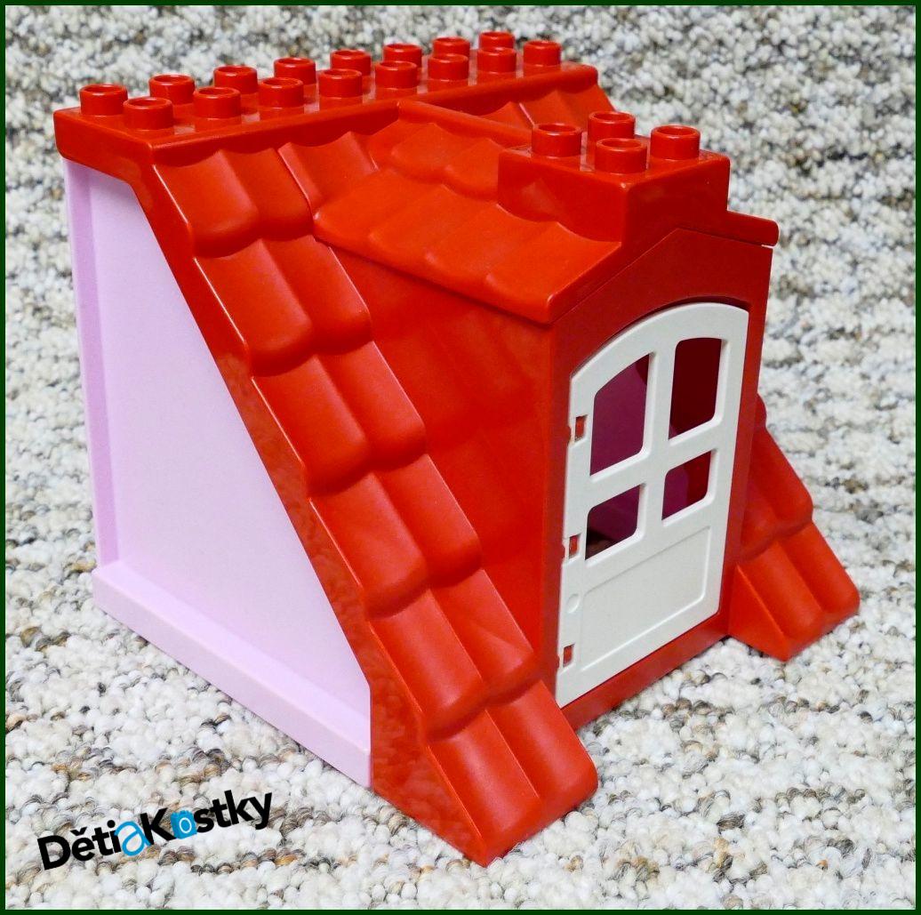 Lego® Duplo® Domeček - Červená Střecha, Růžové Bočnice, Bílé Dveře