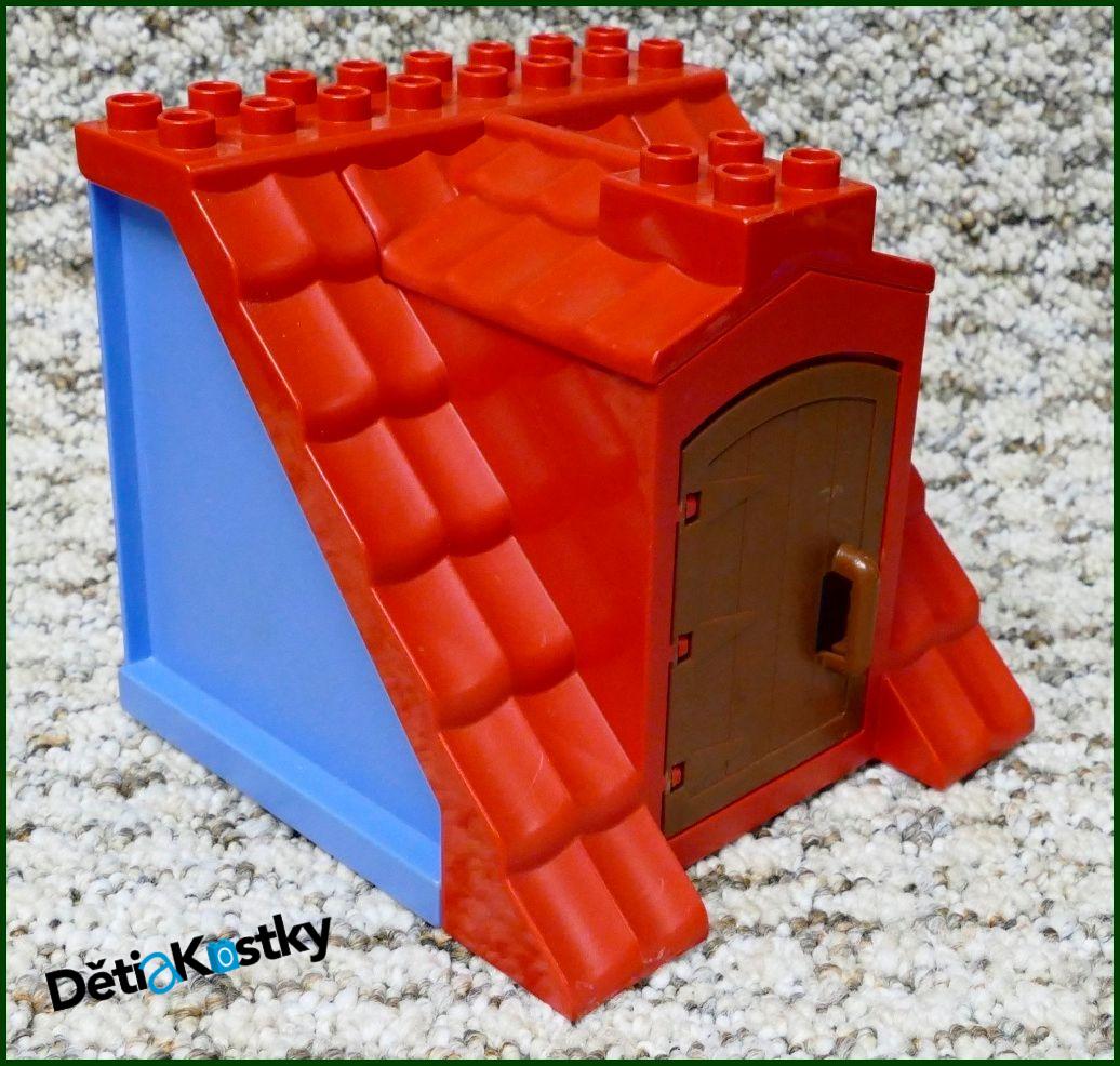 Lego® Duplo® Domeček - Červená Střecha, Modré Bočnice, Hnědé Dveře