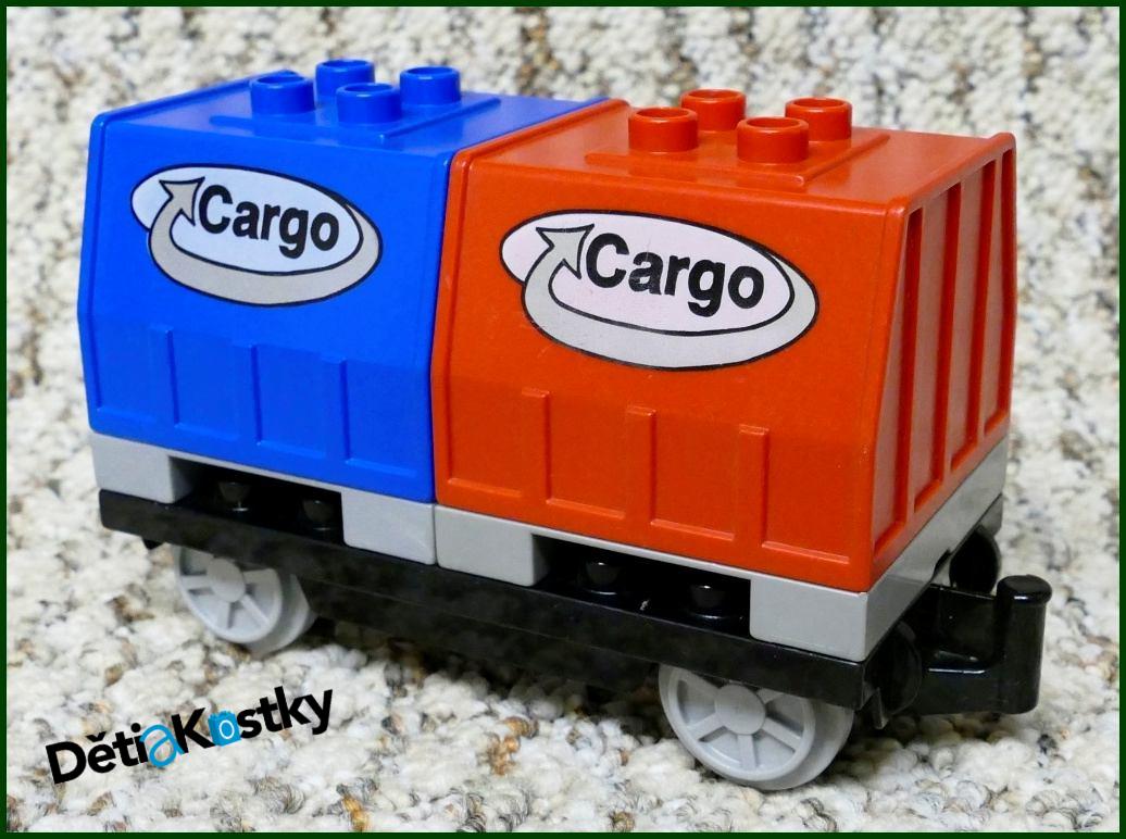 Lego® Duplo® Vagon - Kontejnery Cargo Palety - Modrý/Červený