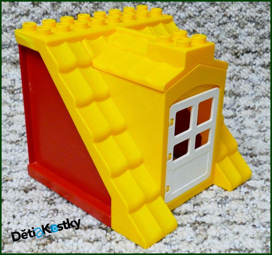 Lego® Duplo® Domeček - Žlutá Střecha, Červené Bočnice, Bílé Dveře
