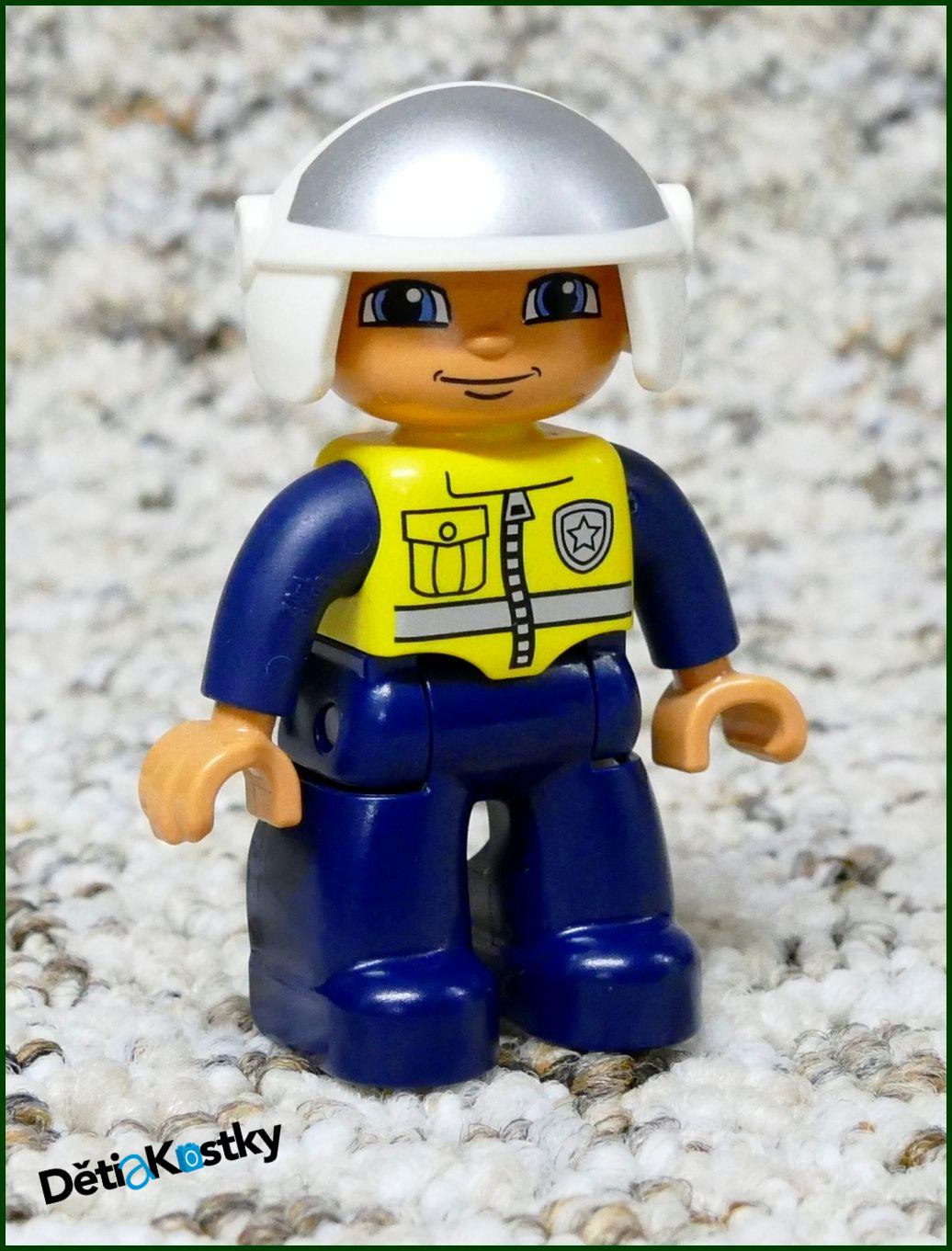 Lego® Duplo® Figurka Policajt Motorkář se Stříbrnou Přilbou