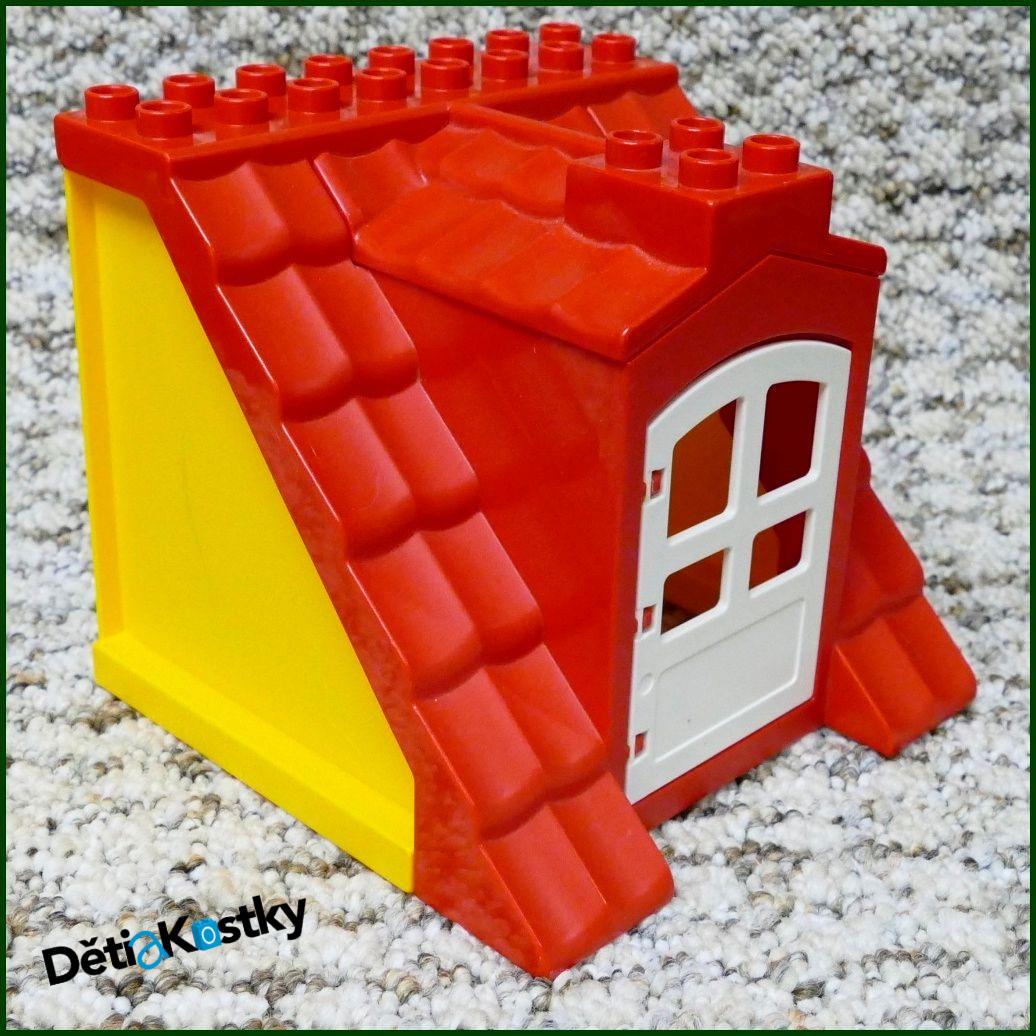 Lego® Duplo® Domeček - Červená Střecha, Žluté Bočnice, Bílé Dveře