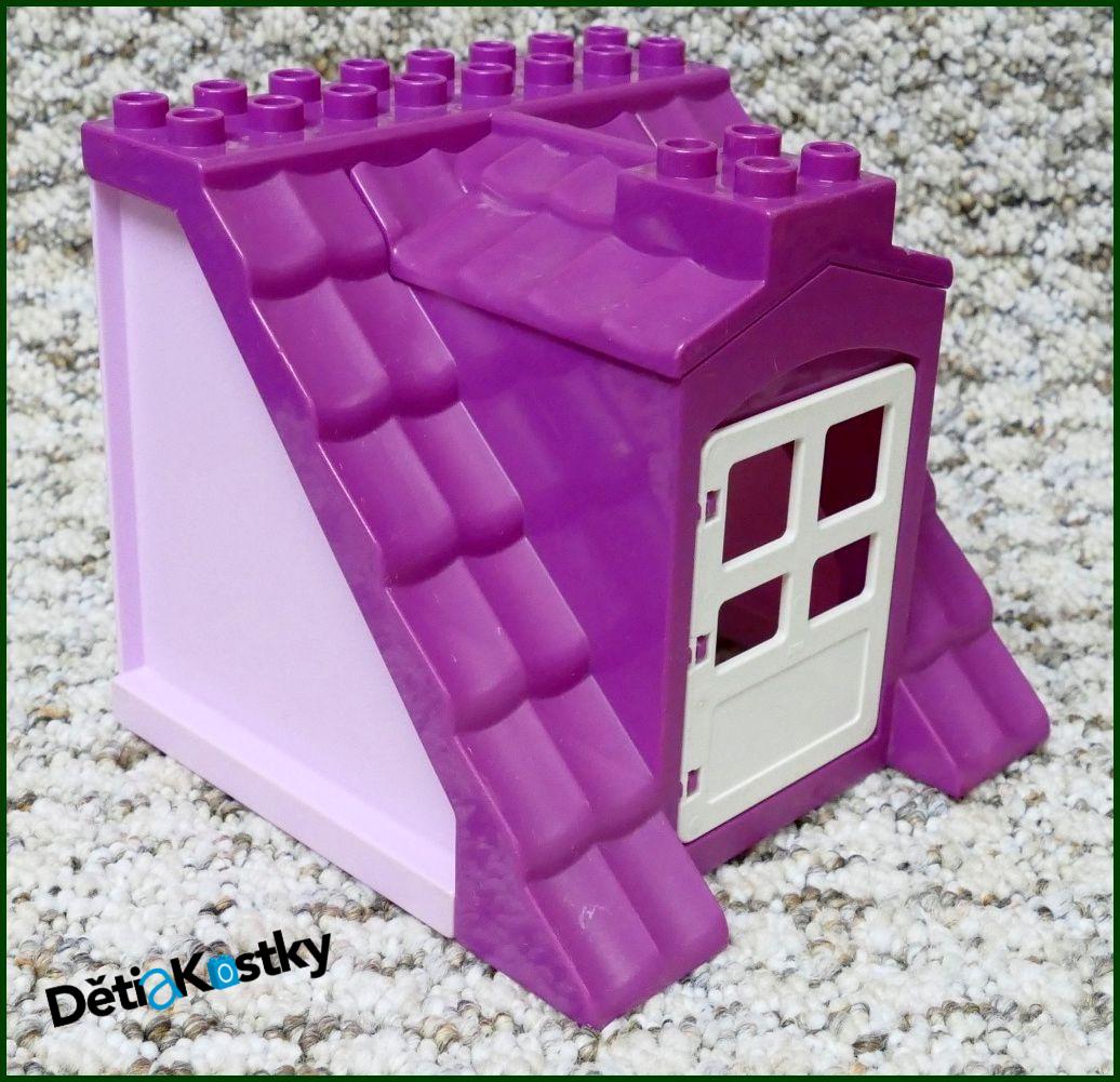 Lego® Duplo® Domeček - Fialová Střecha, Růžové Bočnice, Bílé Dveře