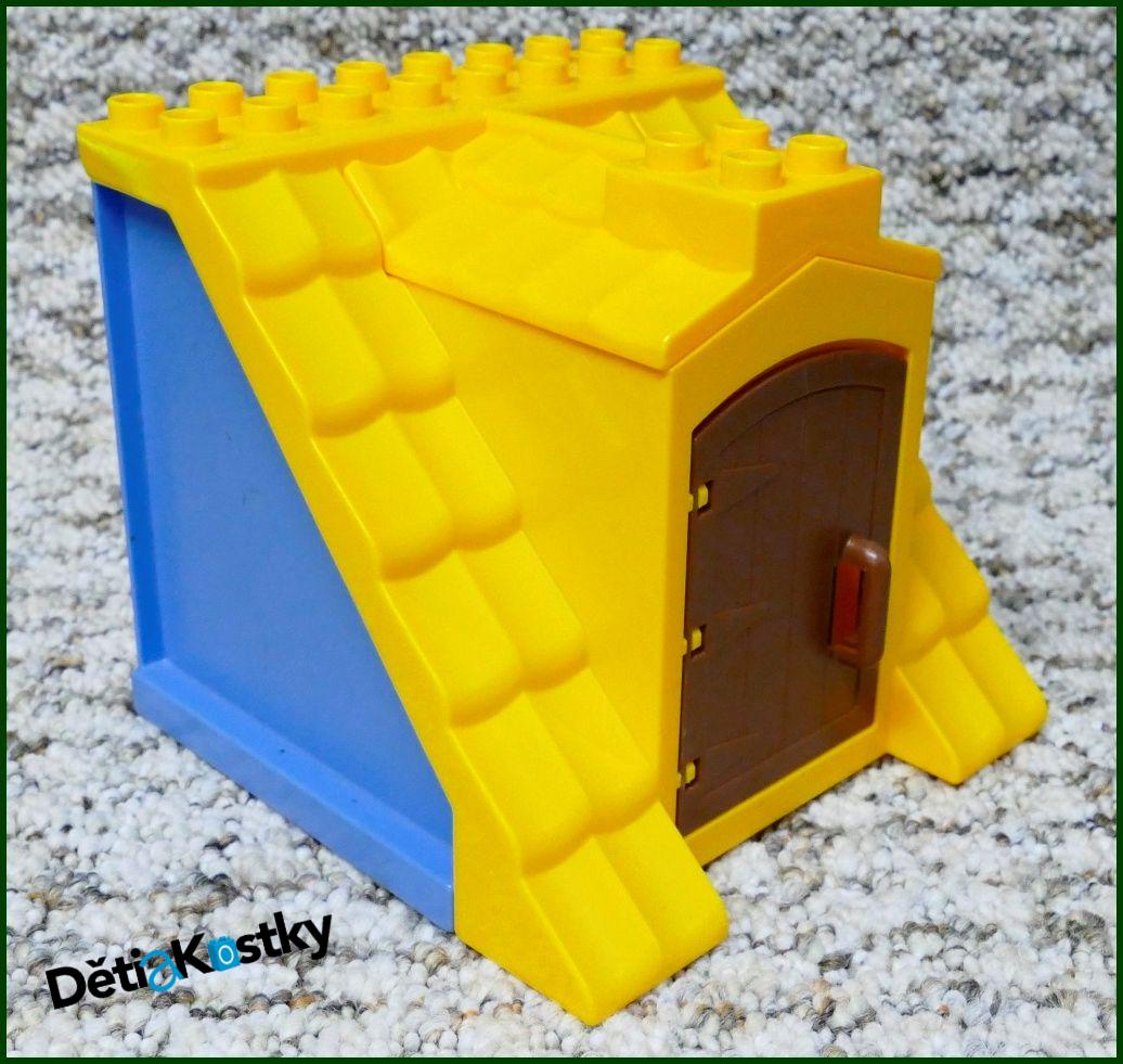 Lego® Duplo® Domeček - Žlutá Střecha, Modré Bočnice, Hnědé Dveře