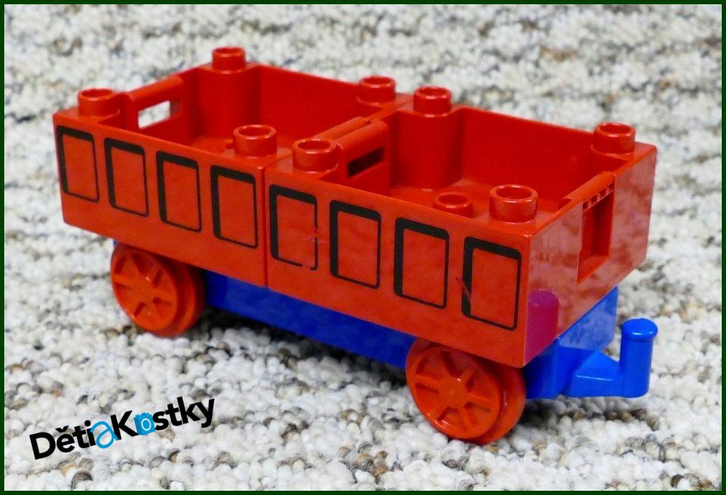 Lego® Duplo® Vagon - Nízké Kontejnery - Modrý Podvozek - Červená/Černá
