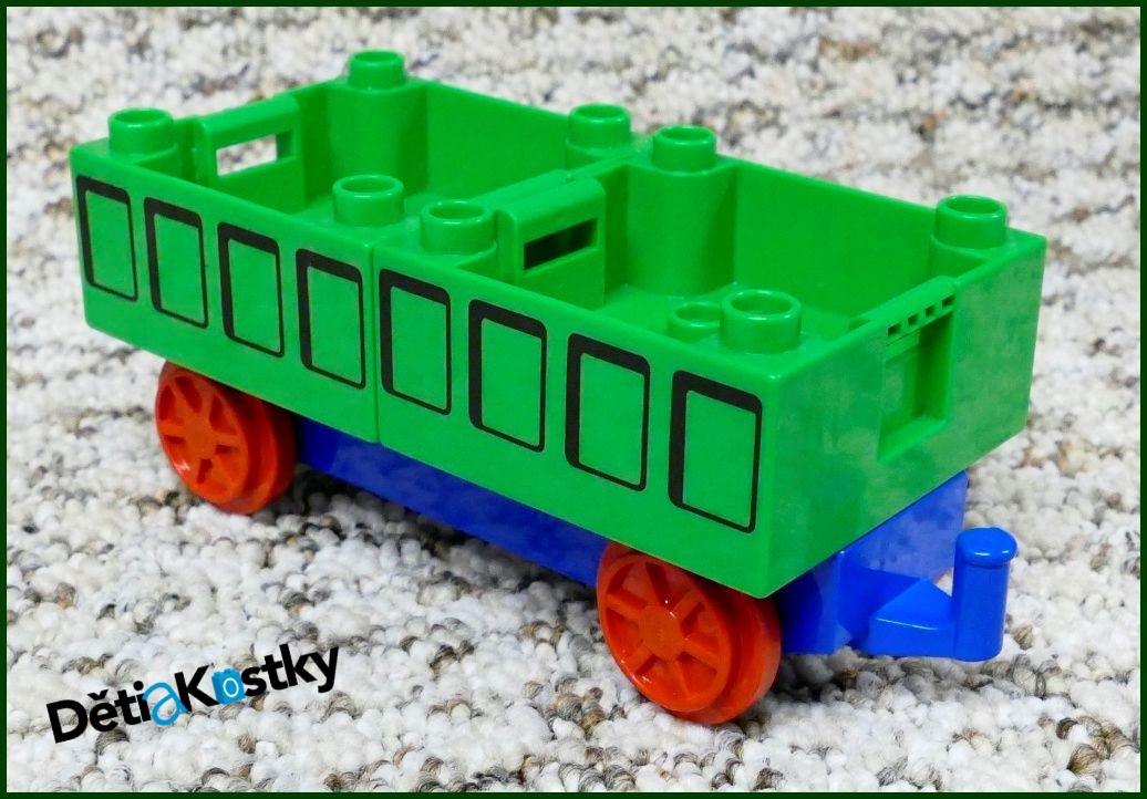 Lego® Duplo® Vagon - Nízké Kontejnery - Modrý Podvozek - Zelená/Černá