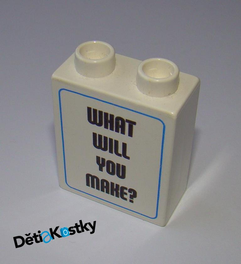 Lego® Duplo® Kostka 1x2x2 Bílá - Potisk z Obou Stran