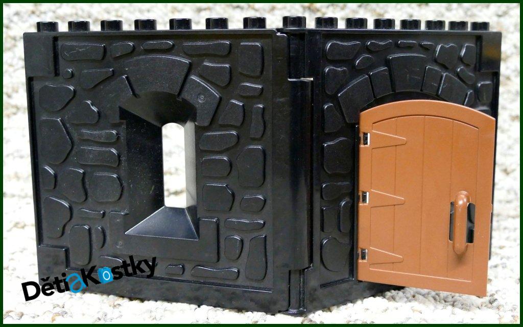 Lego® Duplo® Stěna Hradu Černá - Hnědé Dveře