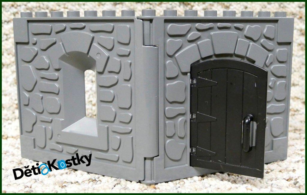 Lego® Duplo® Stěna Hradu Tmavě Šedá - Černé Dveře