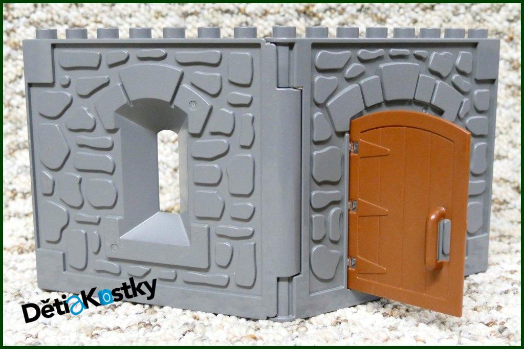 Lego® Duplo® Stěna Hradu Tmavě Šedá - Hnědé Dveře
