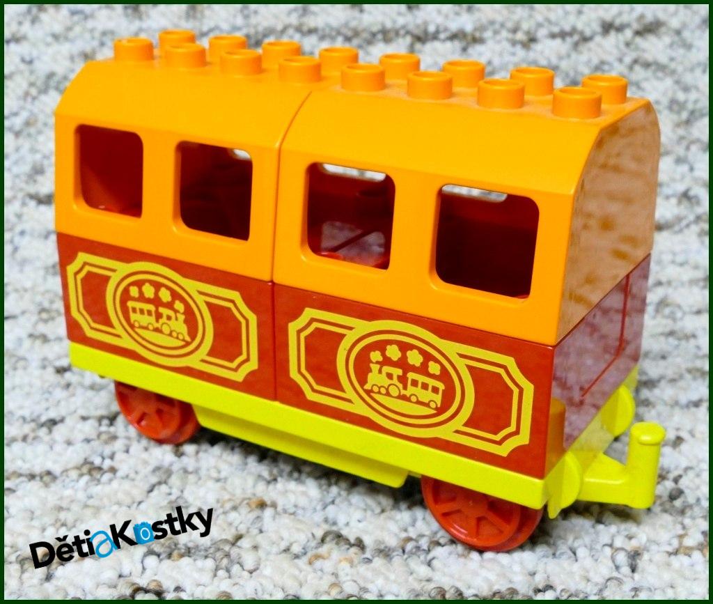 Lego® Duplo® Vagon pro Cestující Žlutý/Oranžový - Potisk Mašinky