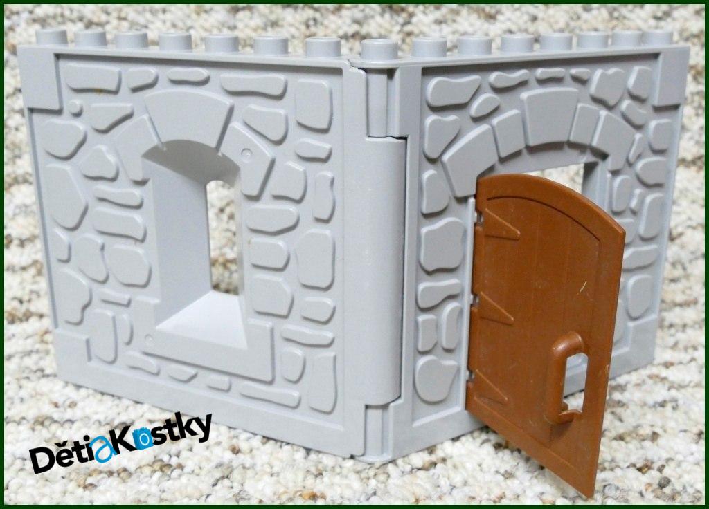 Lego® Duplo® Stěna Hradu Světle Šedá - Hnědé Dveře