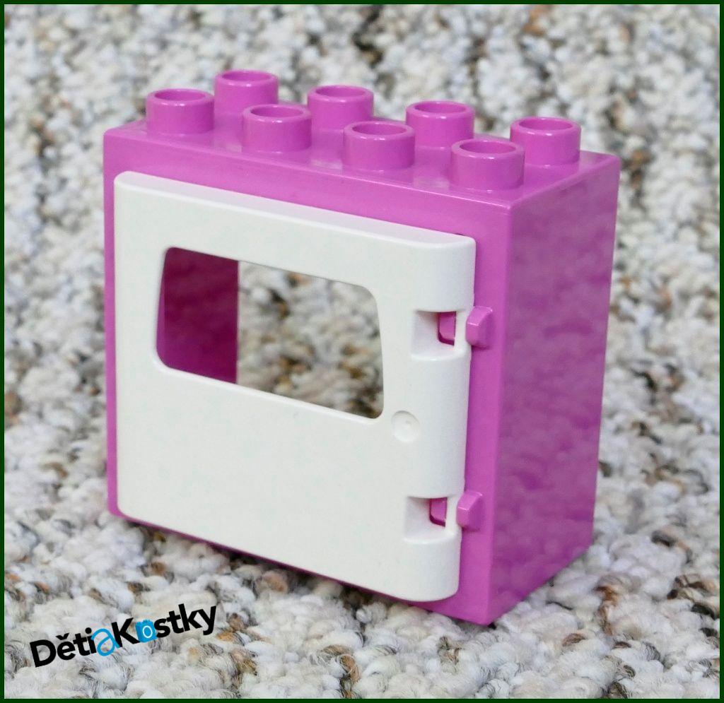Lego® Duplo® Kostka s Dveřmi Růžová (Bílá Dvířka)