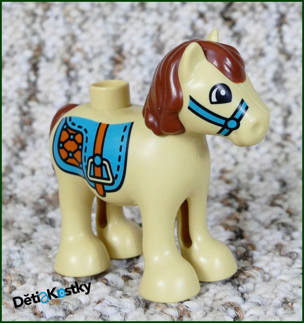 Lego® Duplo® Poník Béžový - Hnědá Hříva (Potisk Sedlo)