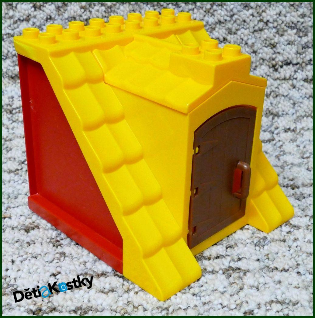 Lego® Duplo® Domeček - Žlutá Střecha, Červené Bočnice, Hnědé Dveře