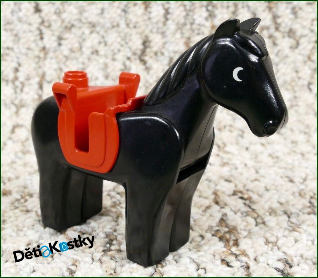 Lego® Duplo® Kůň Černý Starší Typ s Červeným Sedlem