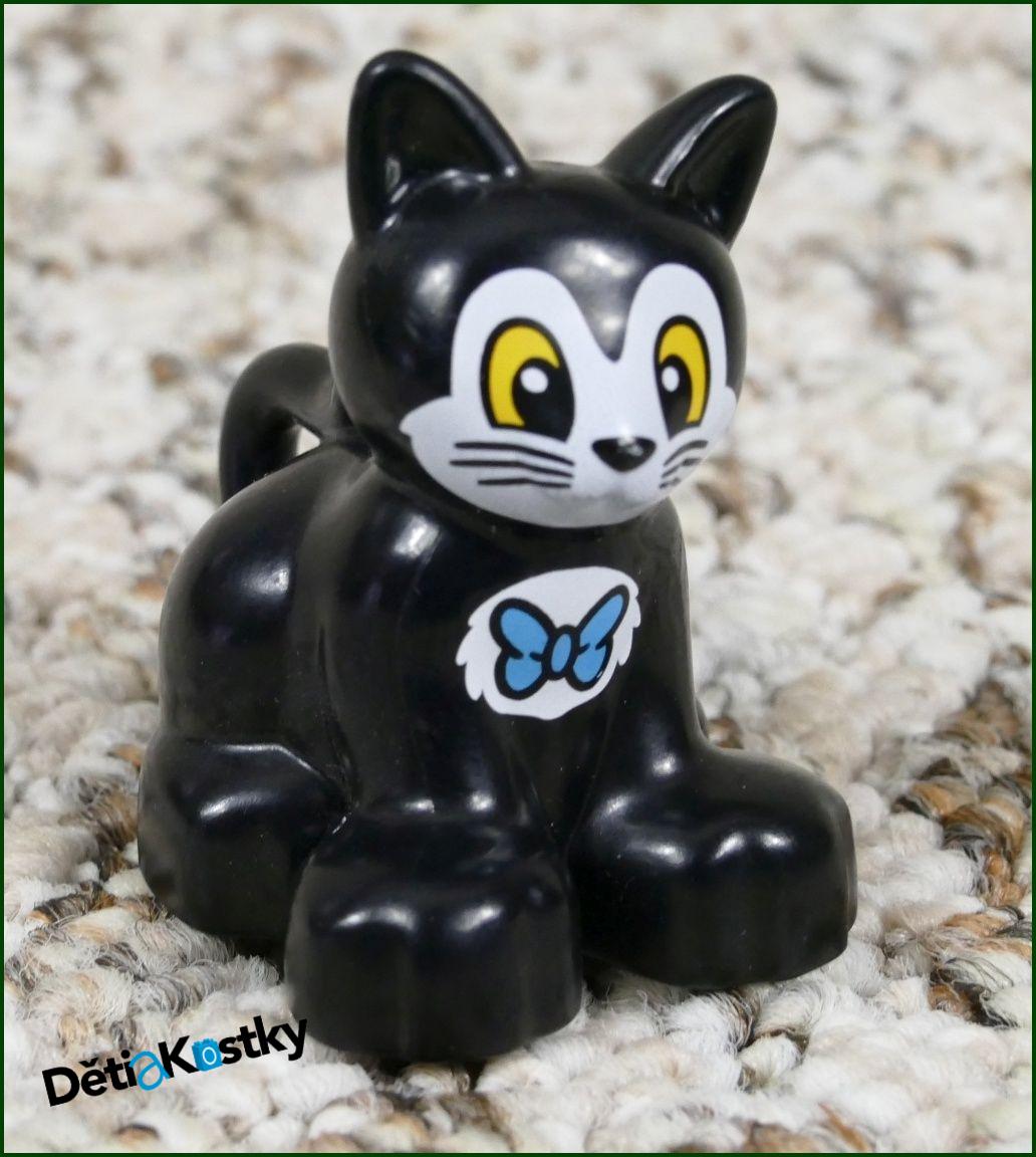 Lego® Duplo® Kočička Černá s Bílou Náprsenkou a Modrou Mašličkou