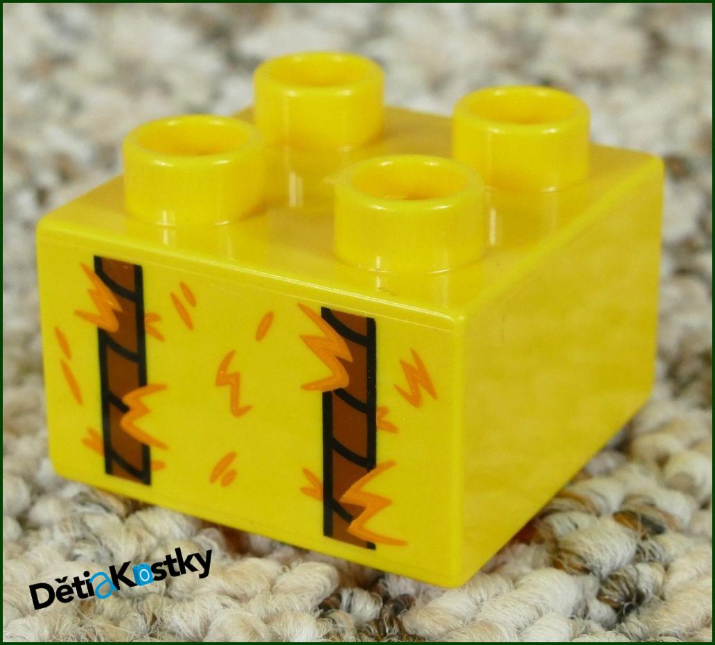 Lego® Duplo® Kostka 2x2 Žlutá - Potisk Svázaná Sláma