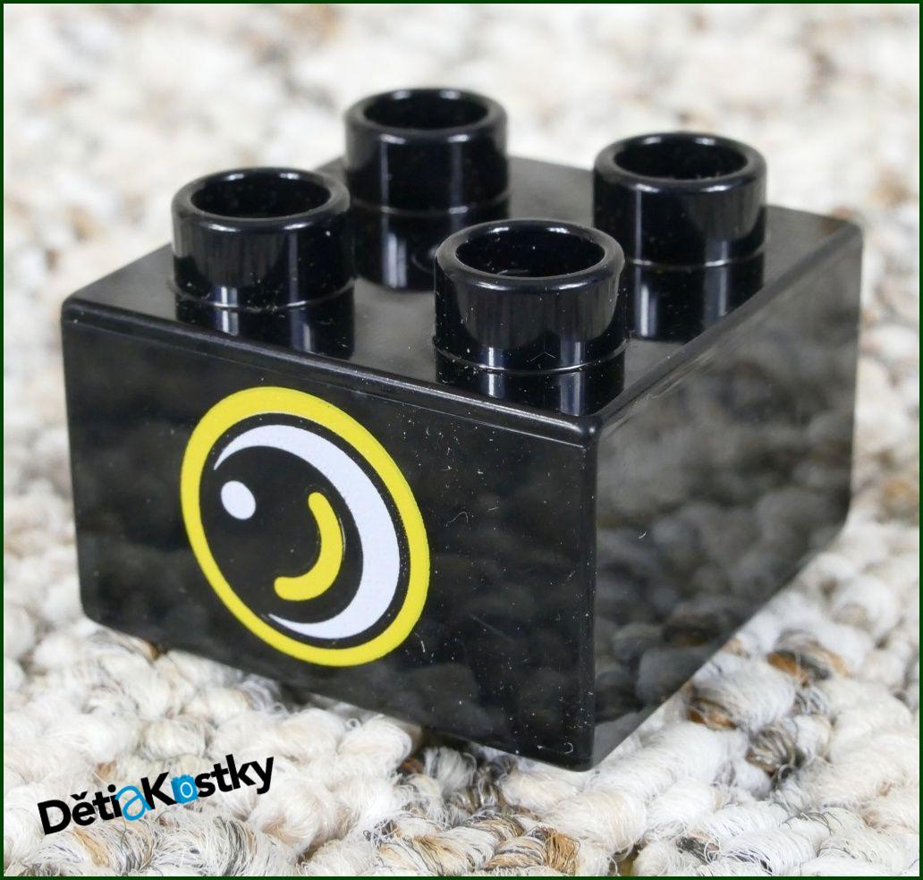 Lego® Duplo® Kostka Černá 2x2 Oko - Žluté Lemování