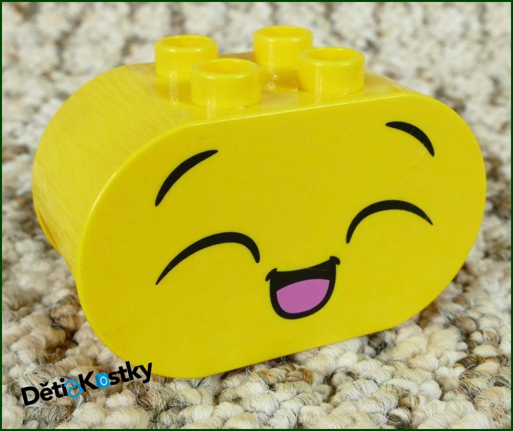 Lego® Duplo® Kostka 2x4x2 Žlutá Zaoblená (Rozzlobená Tvář)