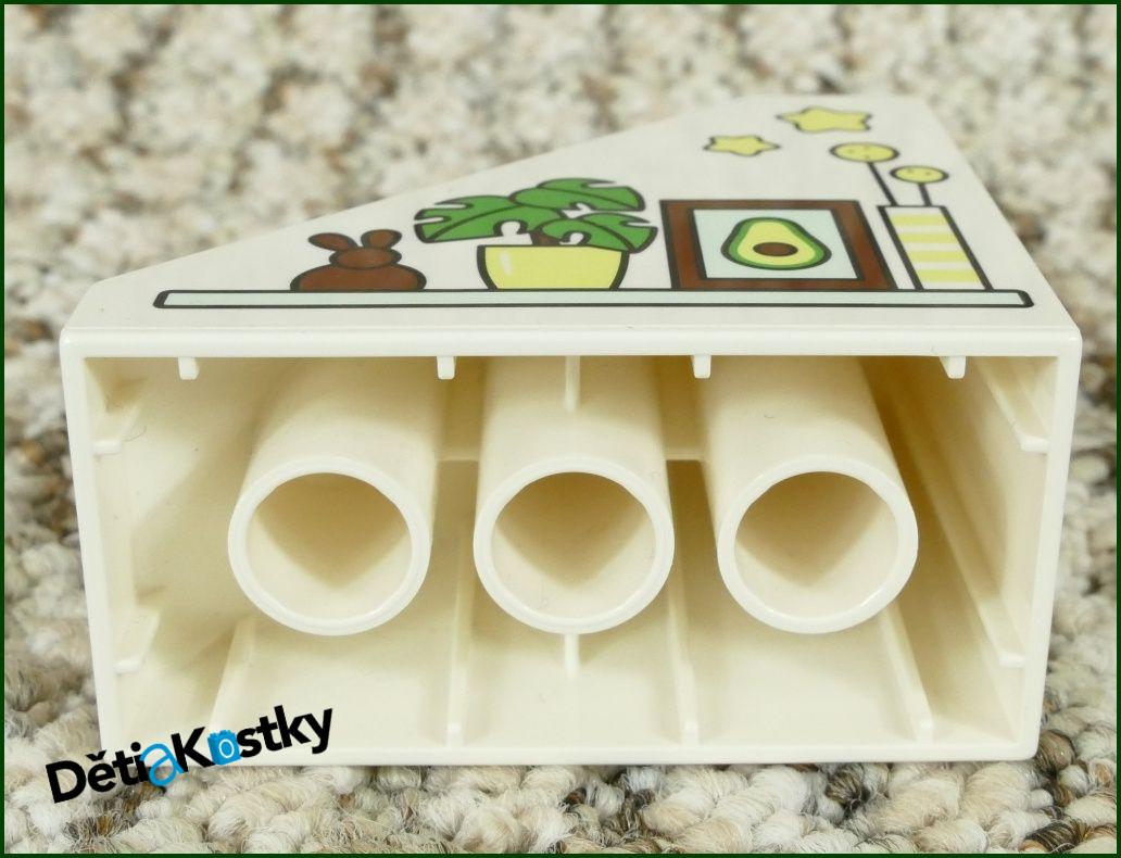 Lego® Duplo® Kostka 4x2x6 Bílá Zkosená s Potiskem Poličky