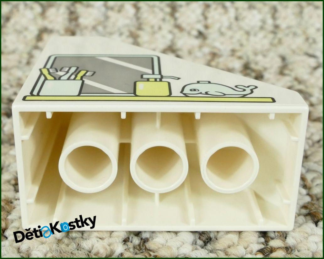 Lego® Duplo® Kostka 4x2x6 Bílá Zkosená s Potiskem Poličky a Zrcadla