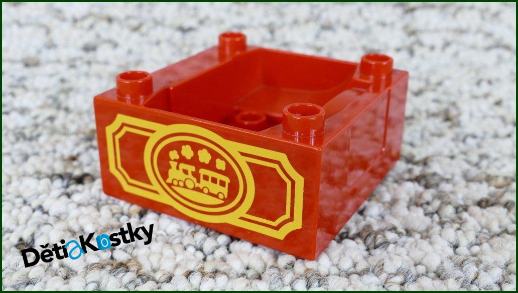 Lego® Duplo® Korba Červená 4x4 Potisk Mašinky a Vagonu