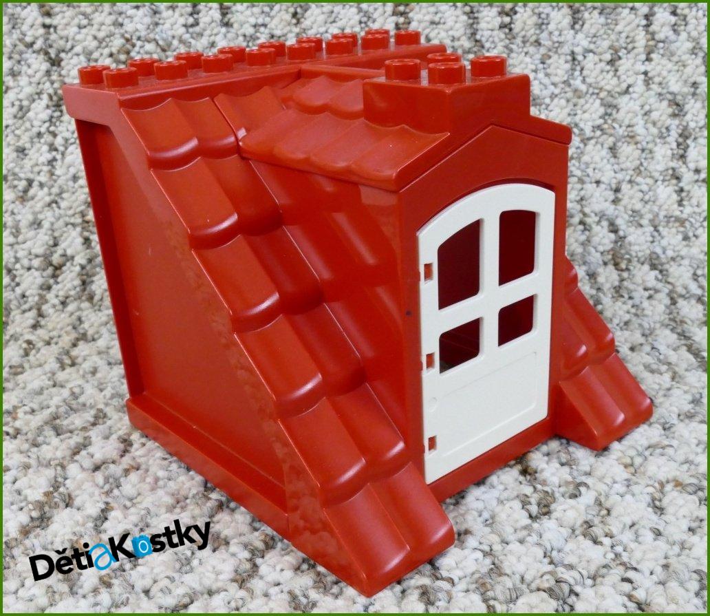 Lego® Duplo® Domeček - Červená Střecha, Červené Bočnice, Bílé Dveře