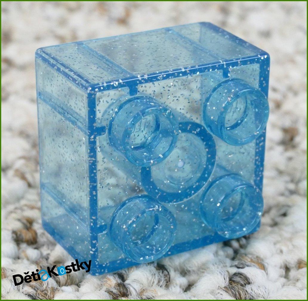 Lego® Duplo® Kostka 2x2 Průhledná Světle Modrá s Tečkami