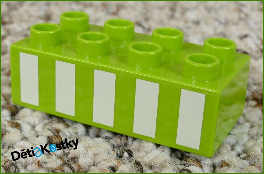 Lego® Duplo® Kostka 2x4 limetka s Bílými Proužky