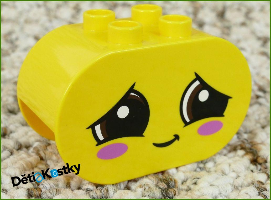 Lego® Duplo® Kostka 2x4x2 Žlutá Zaoblená (Vypláznutý Obličej)