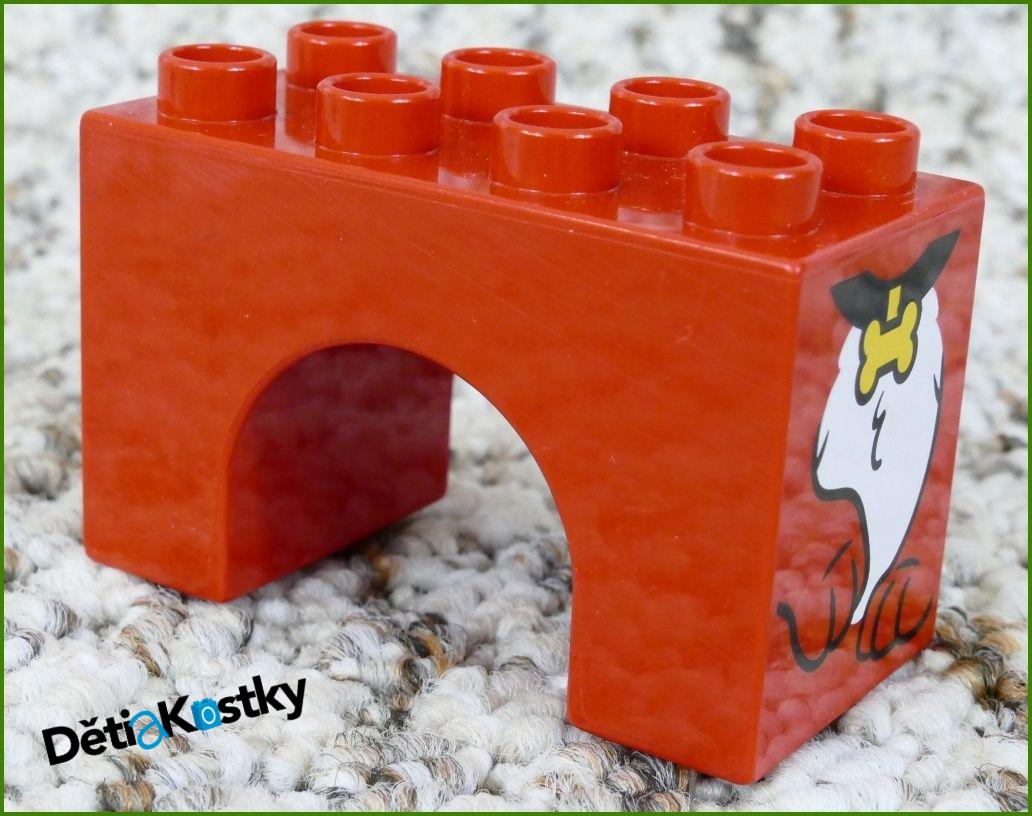 Lego® Duplo® Kostka Podstavec Mostu 2x4 Červený - Obrázek Tlap a Kosti