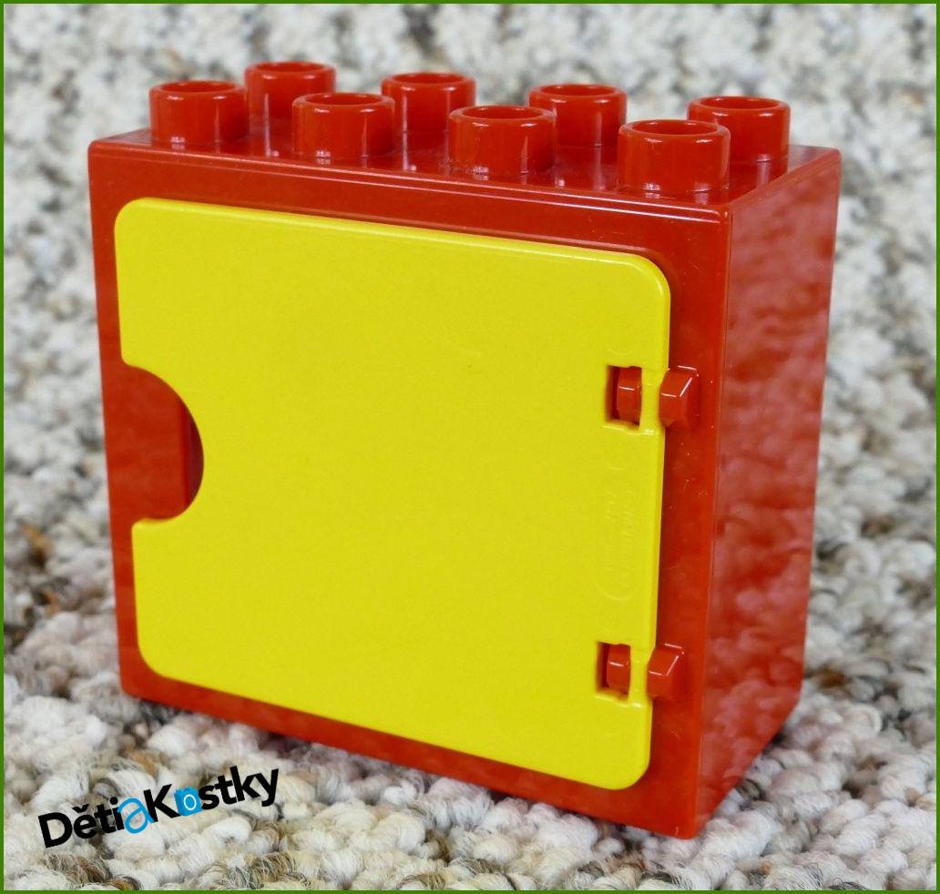 Lego® Duplo® Kostka se Žlutými Plnými Dveřmi Červená