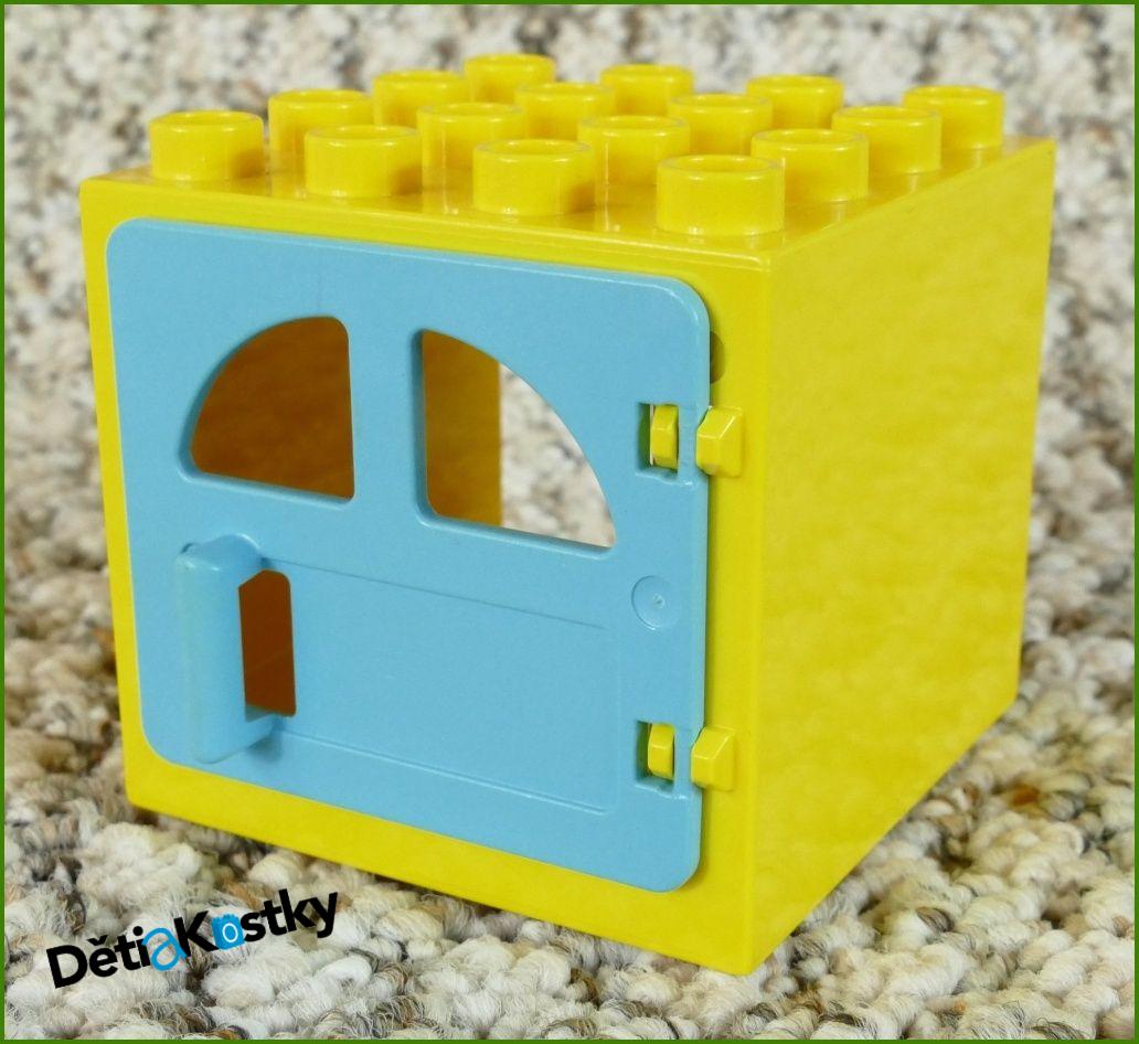 Lego® Duplo® Kostka s Dveřmi 4x4x4 Žlutá - Tyrkys Dveře