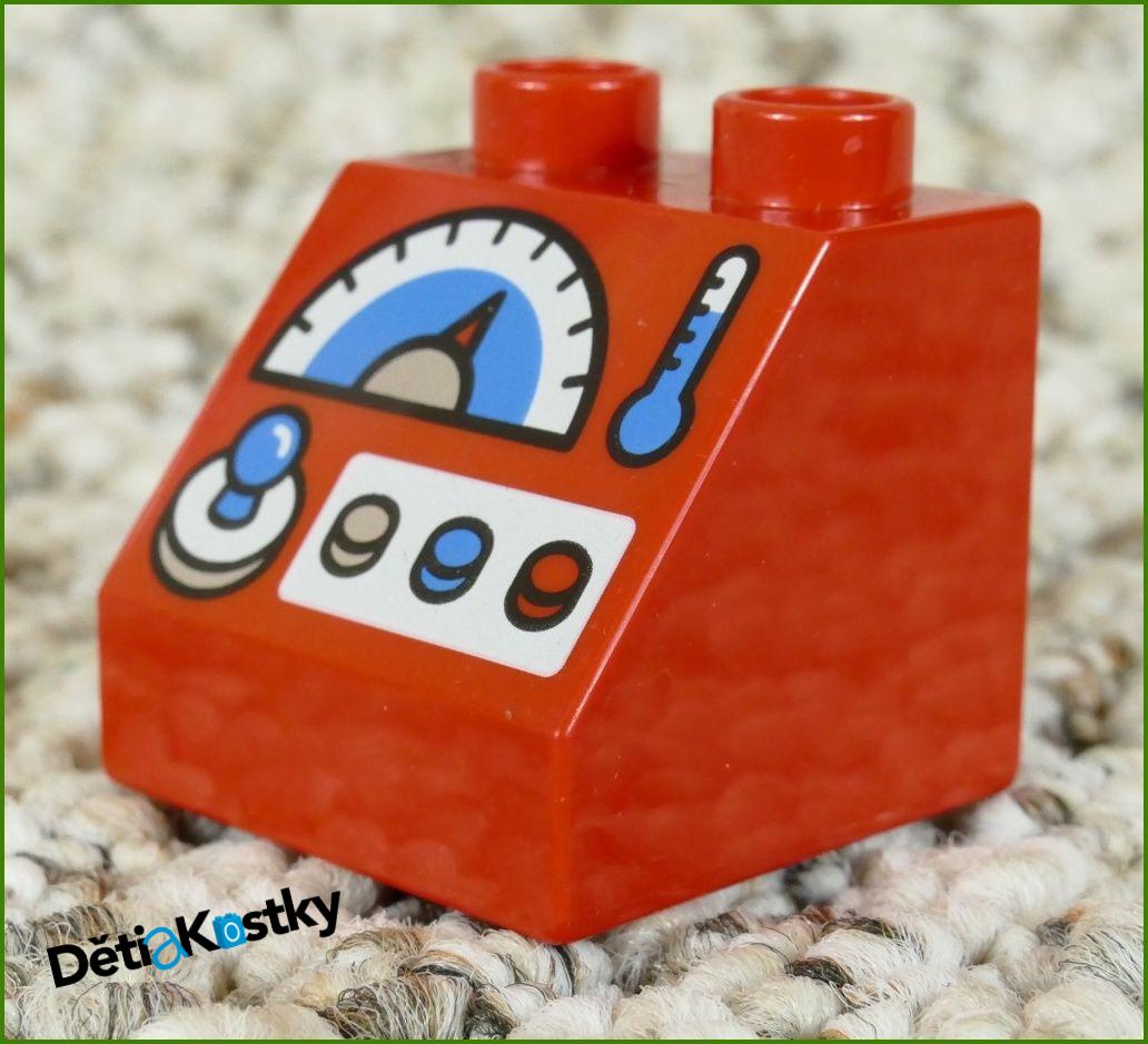 Lego® Duplo® Kostka 2x2 Červená Zkosená - Panel s Joystikem a Tlačítky (3)