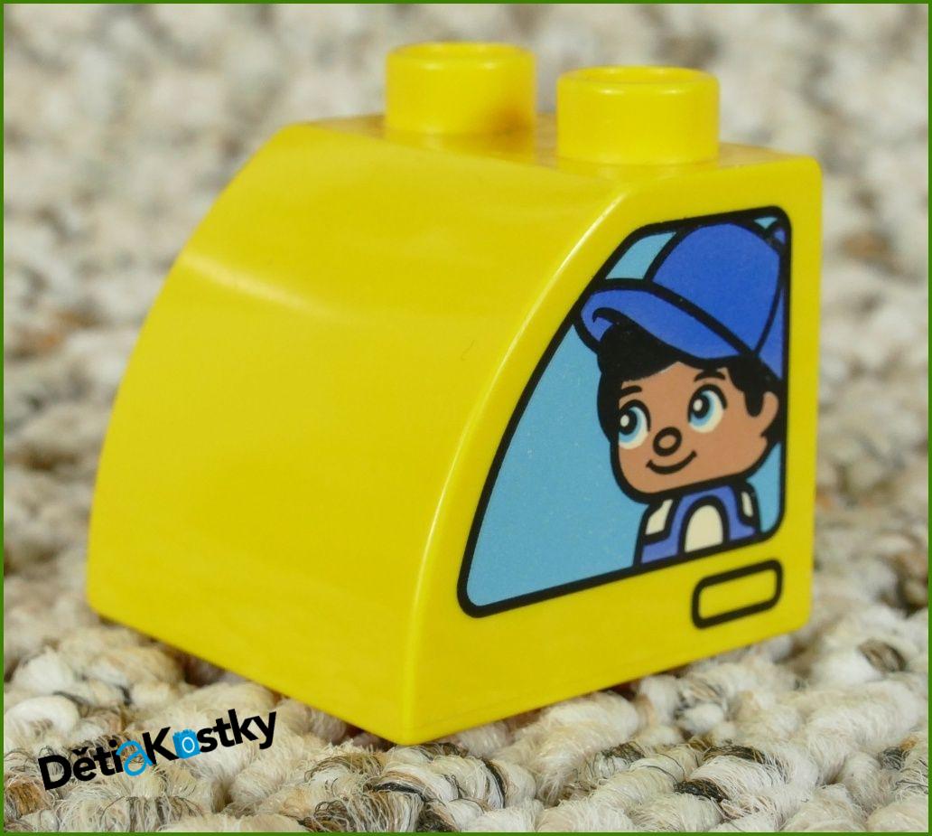Lego® Duplo® Kostka 2x2 Žlutá Zkosená Zakulacená - Holka a Kluk - Obě Strany