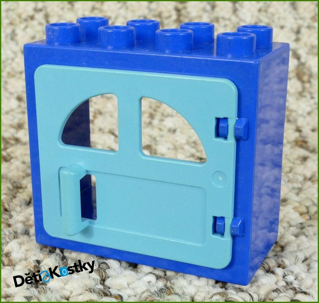 Lego® Duplo® Kostka s Dveřmi Tmavě Modrá (Tyrkys Dvířka s Okny)
