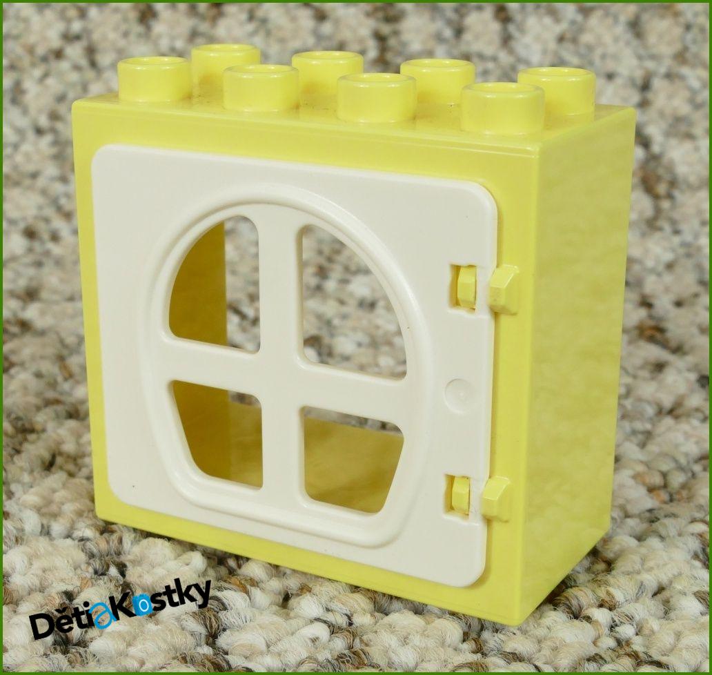 Lego® Duplo® Kostka s Dveřmi Světle Žlutá - Bílá Dvířka s Okny