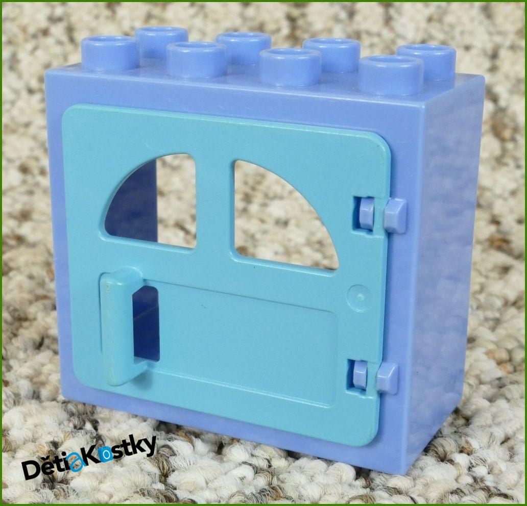 Lego® Duplo® Kostka s Dveřmi Světle Modrá (Tyrkys Dvířka s Okny)